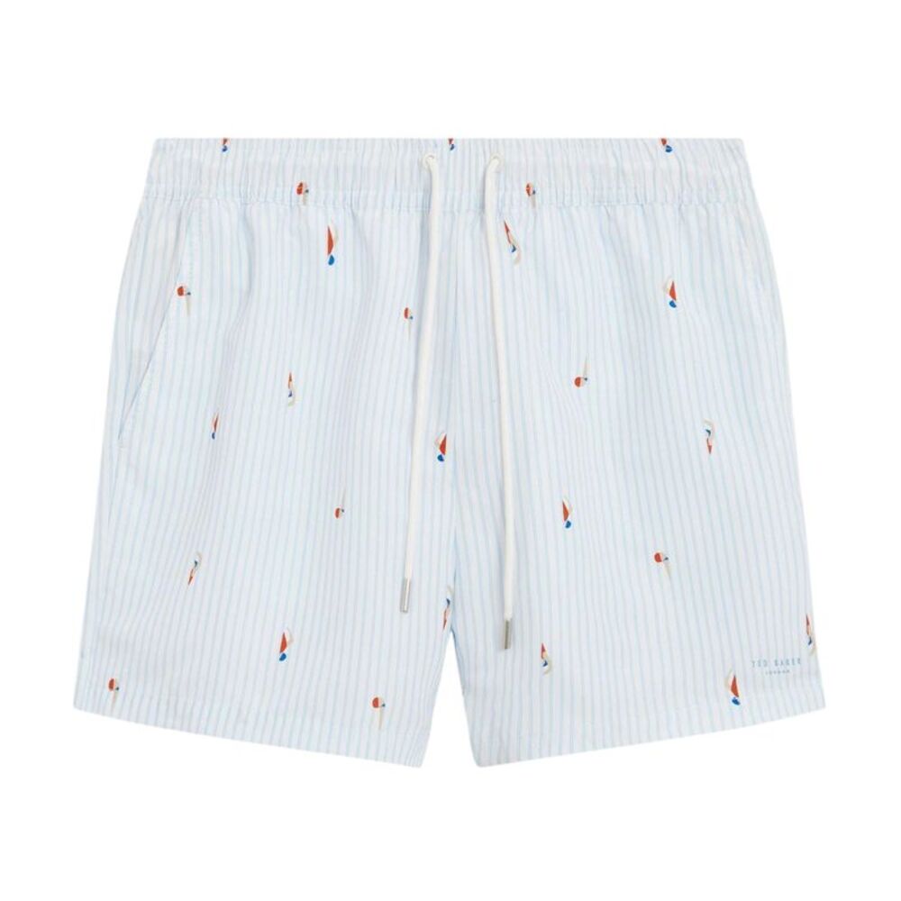Ted Baker Mens Sailboat Relaxed Fit Swim Shorts / Blue